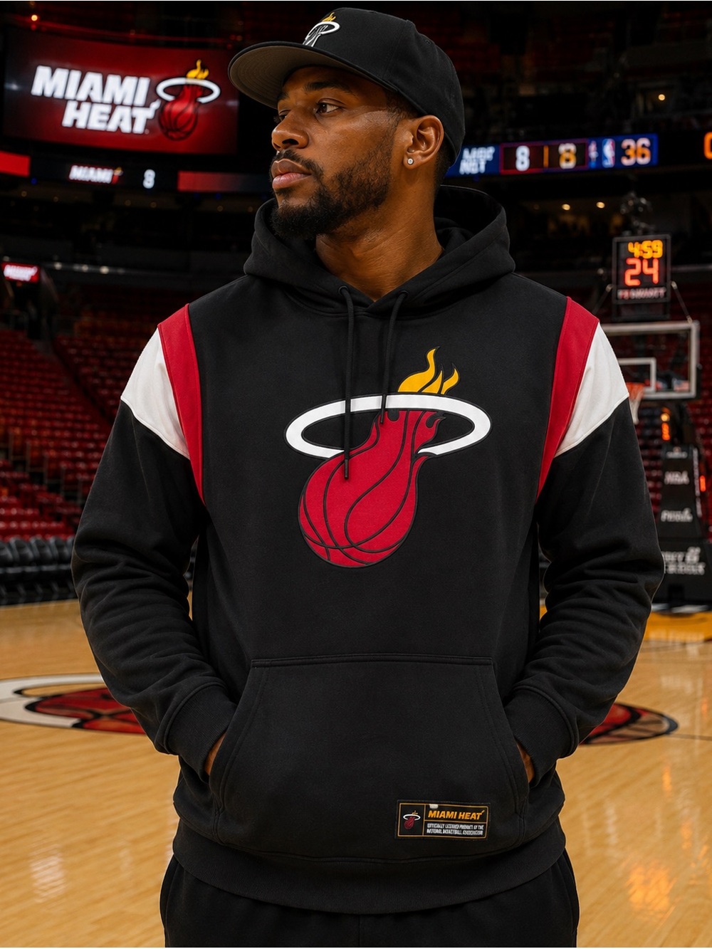 NBA Miami Heat Hoodie Size L Black Ultra Game Friday Night Lights NWT